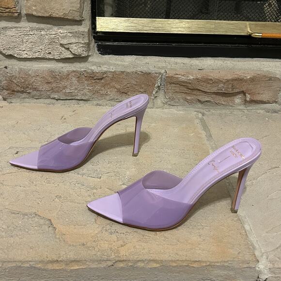 Black Suede Studio Bella High-heel Mule Lavender Sz 39 Baddie Glam Pointed Toe - Picture 5 of 8
